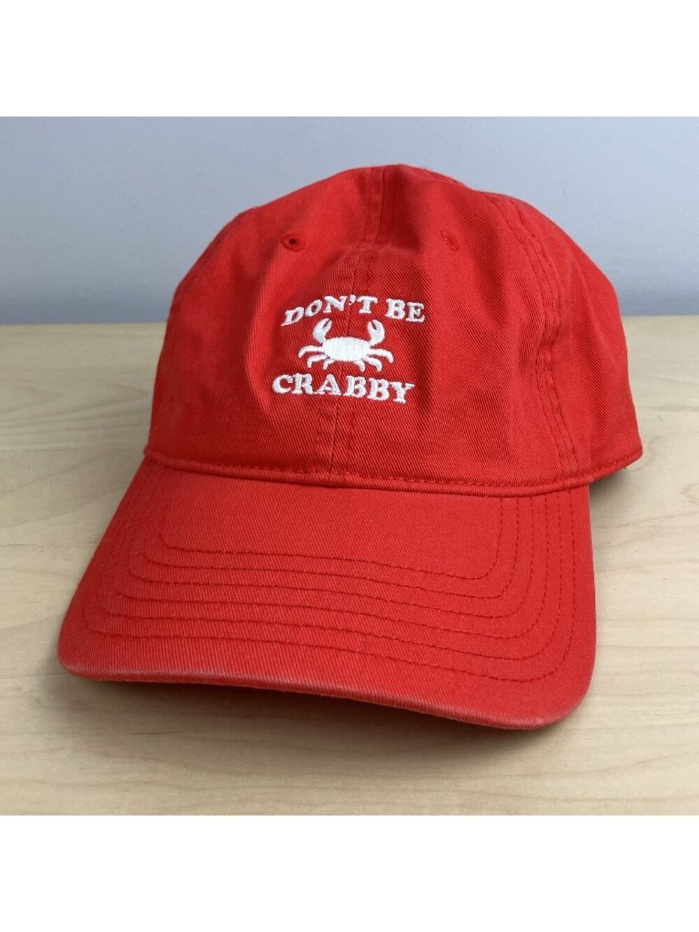 Aerie Strapback Hat Don’t Be Crabby Red Emboidered Logo Nautical Cap